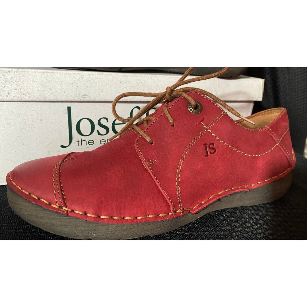 Josef Seibel Fergey 20 Red Leather Comfort Oxfords Womens 37 M2-59692 rot - Picture 2 of 7